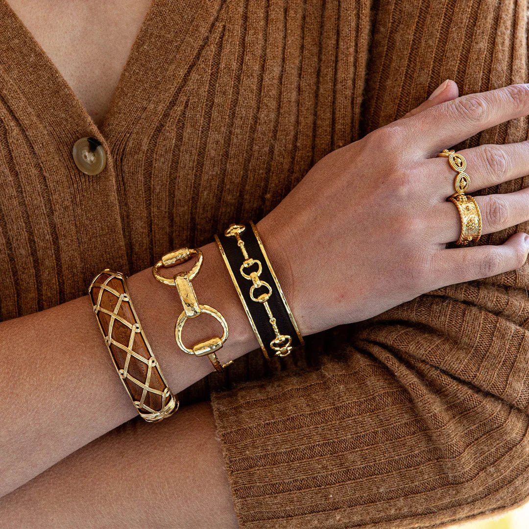 Equestrian Snaffle Bit Link Cuff - Gold