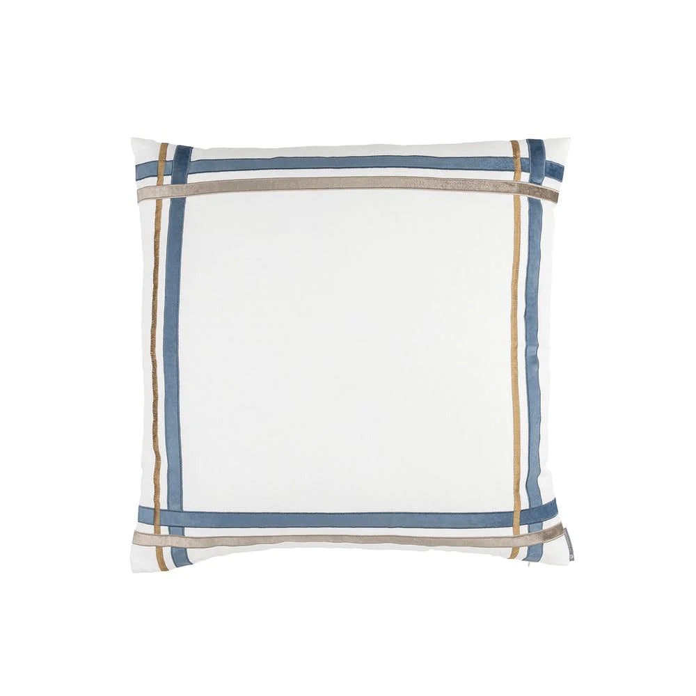 Oliver European Pillow White Smokey Blue Fawn