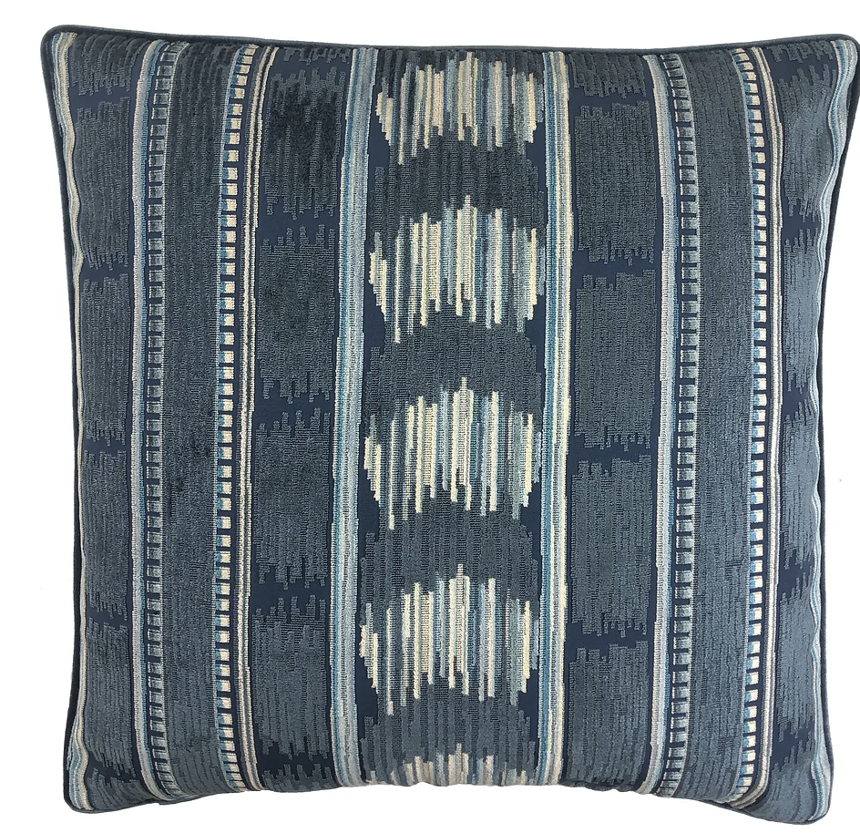 Velvet Ikat LapisPillow 22"