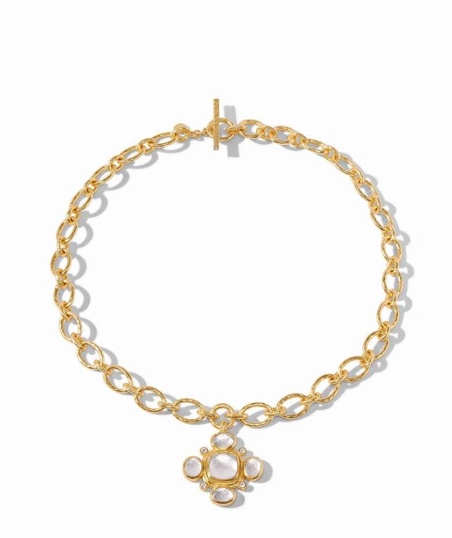 Tudor Statement Necklace-Iridescent Clear Crystal