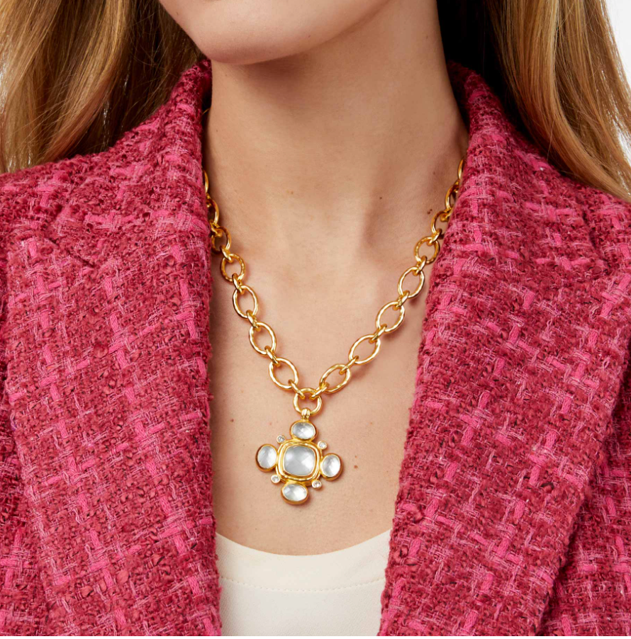 Tudor Statement Necklace-Iridescent Clear Crystal