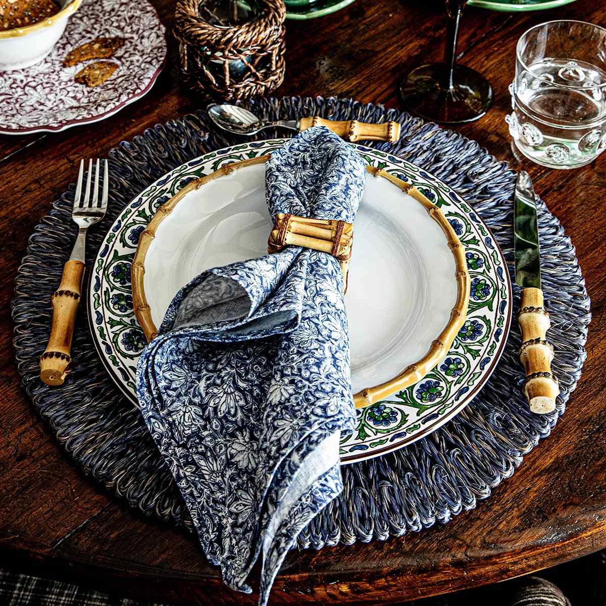 Veronica Beard Bohemian Vine Napkin Set/4 - Navy