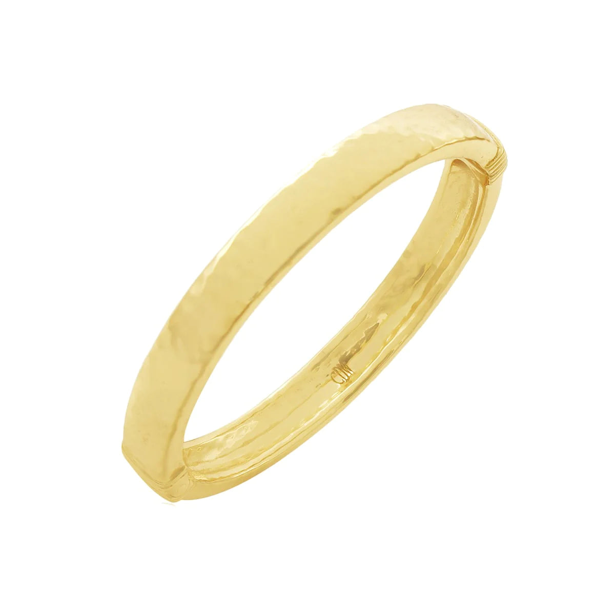 Cleopatra Oval S/M Hinged Bangle in Hammered Gold