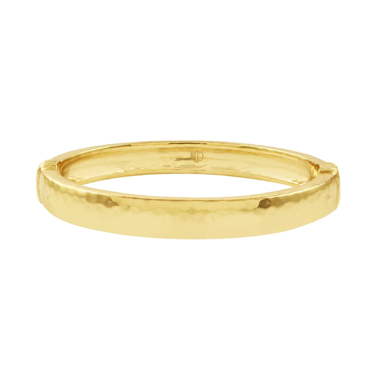 Cleopatra Oval S/M Hinged Bangle in Hammered Gold
