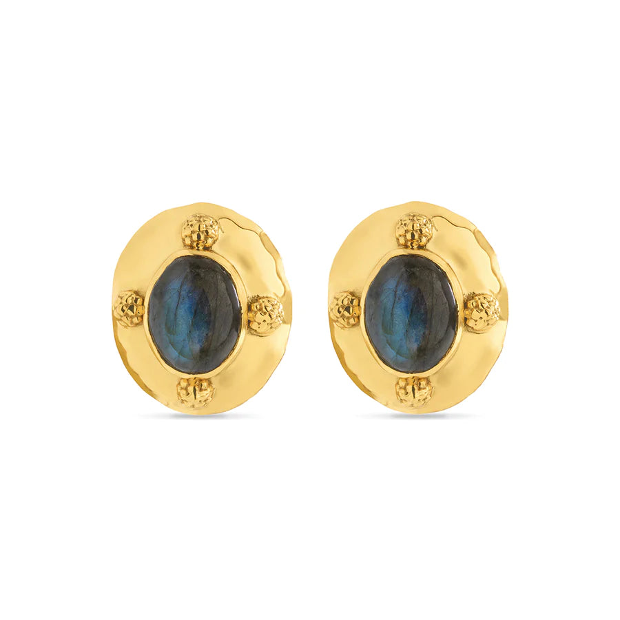 Cleopatra Oval Earrings- Blue Labradorite
