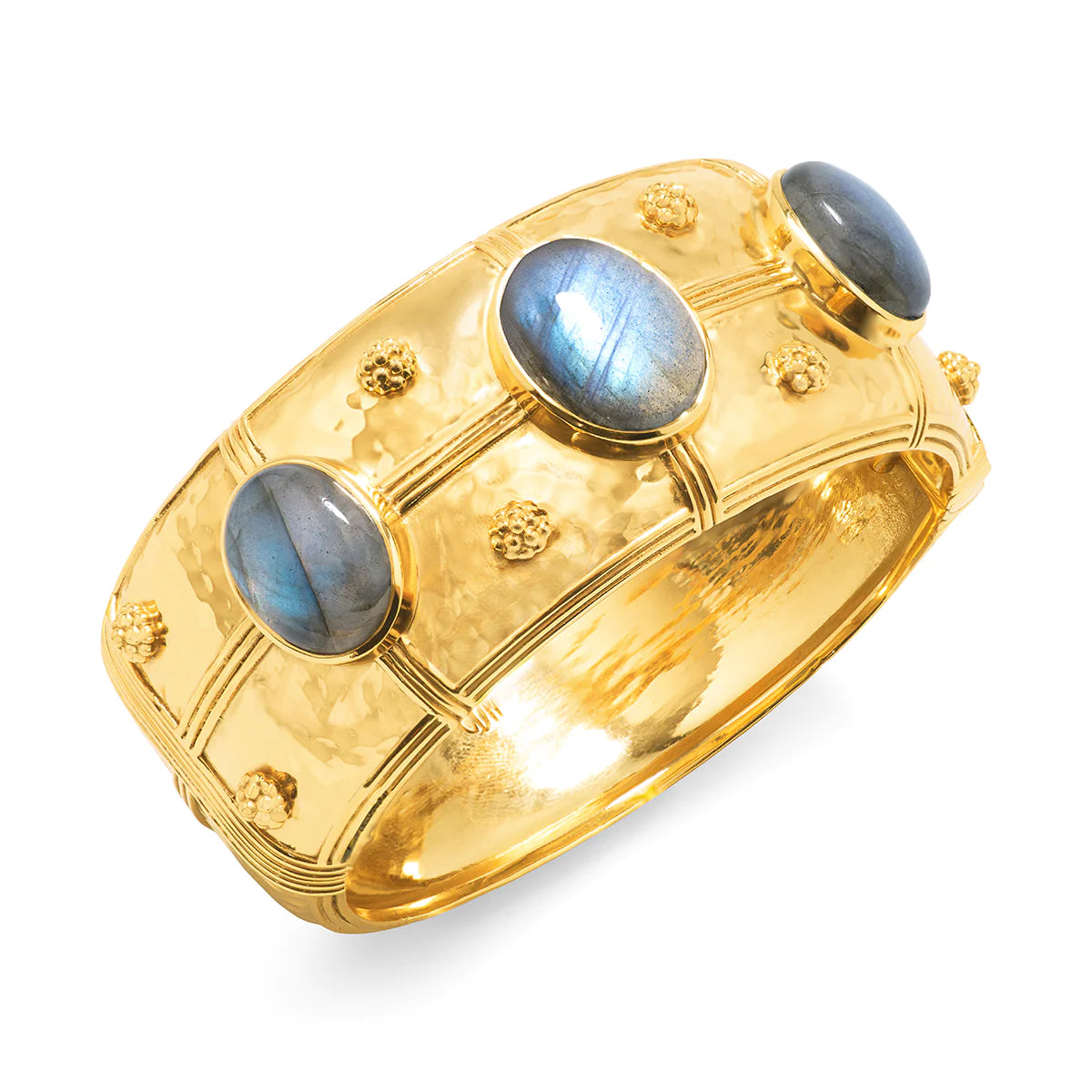 Cleopatra Grande Hinged Bangle- Blue Labradorite