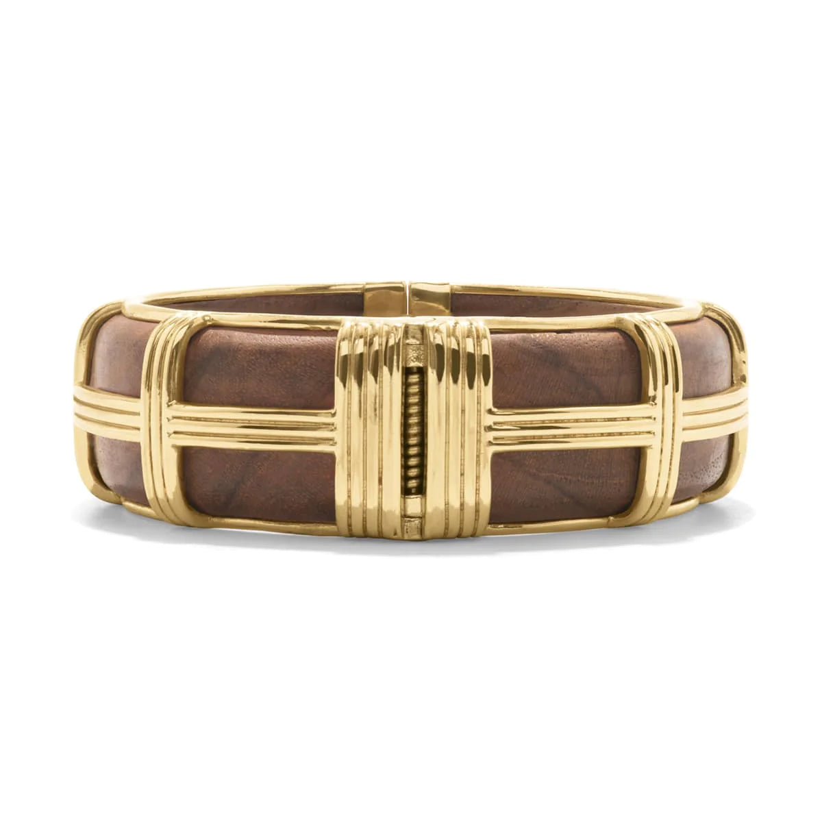 Gaia Hinged Bangle-Teak Wood