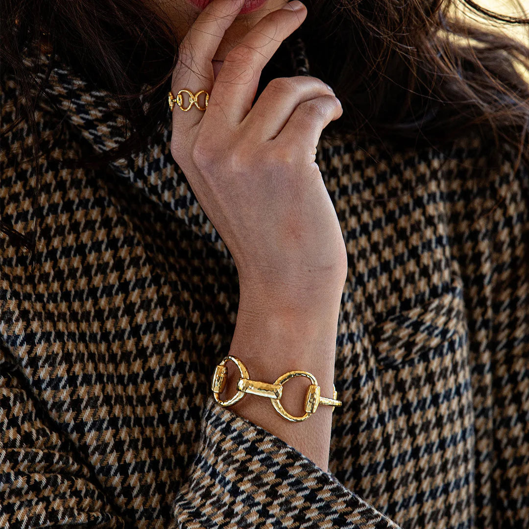 Equestrian Snaffle Bit Link Cuff - Gold