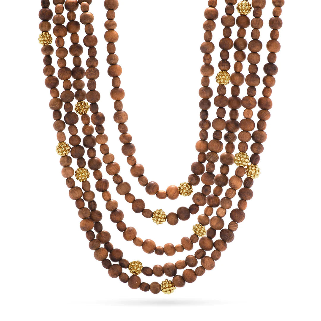 Earth Goddess Beads 5-Strand Necklace - Teak