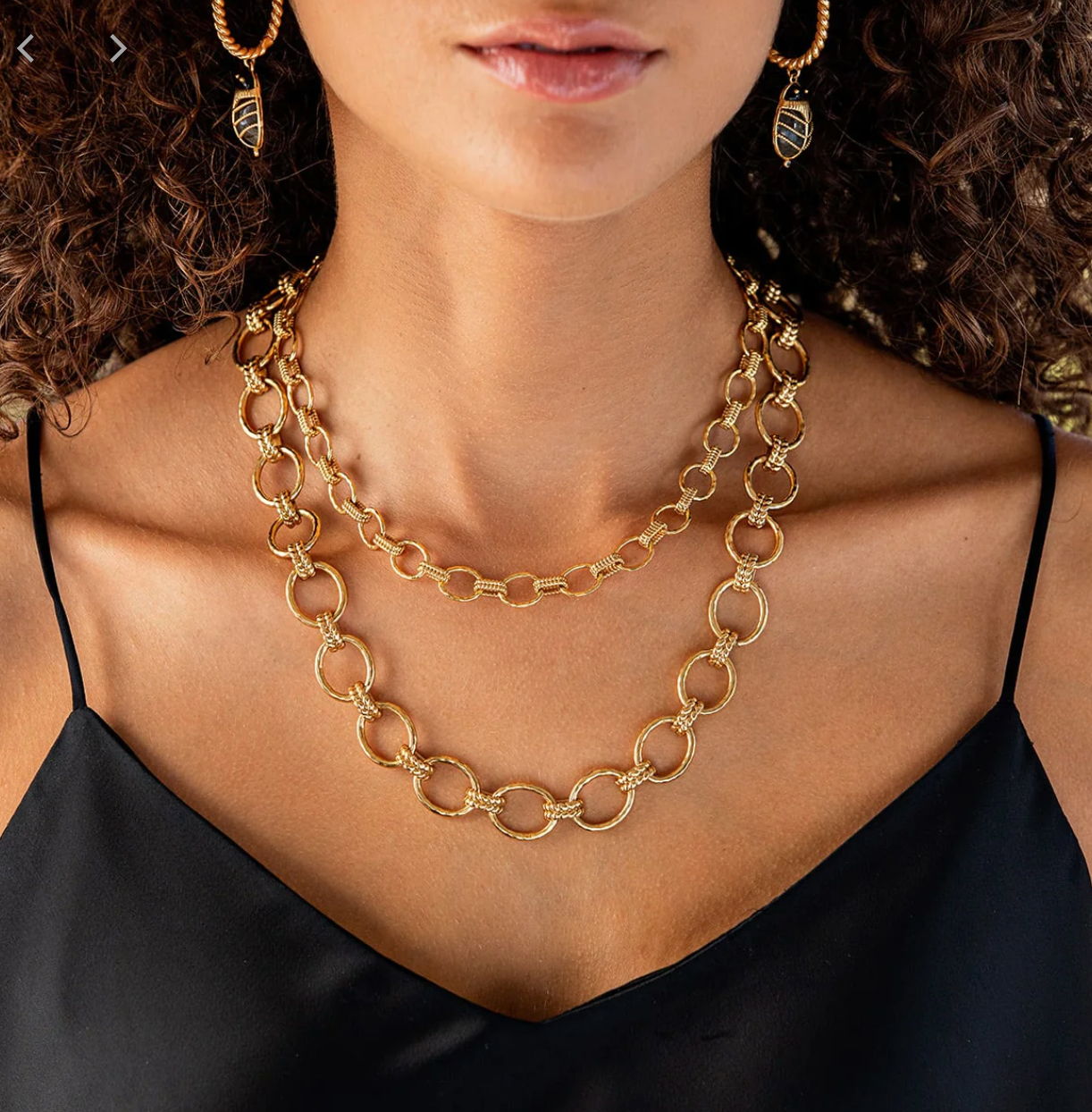 Cleopatra Grande Link Necklace- Hammered Gold
