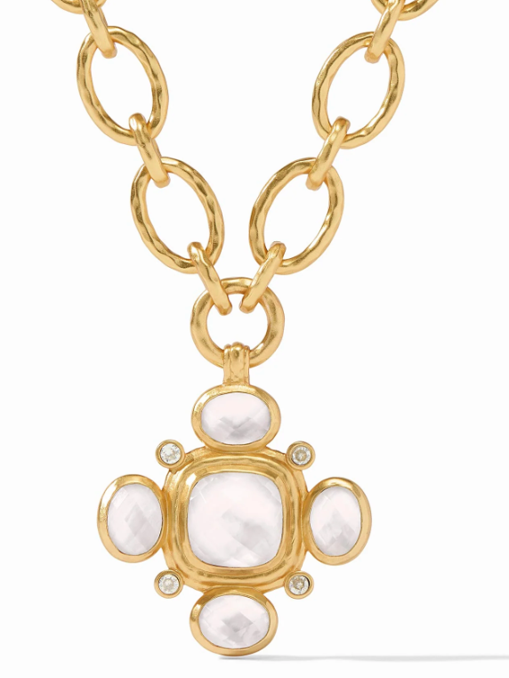 Tudor Statement Necklace-Iridescent Clear Crystal