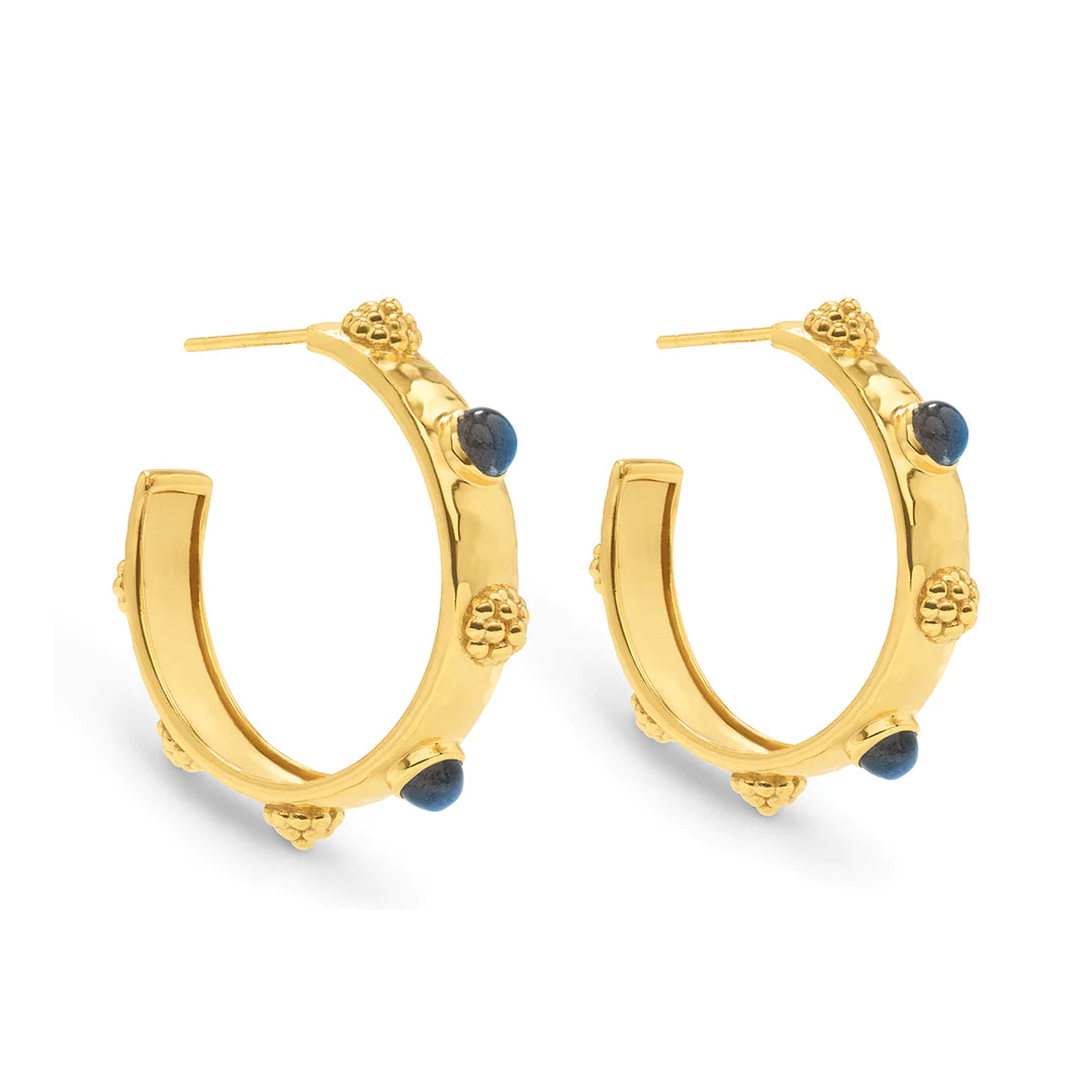 Cleopatra Hoop Earrings - Gold/Blue Labradorite