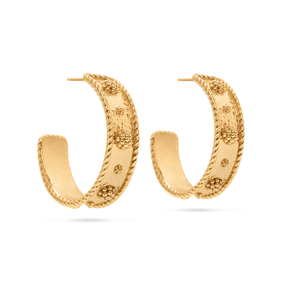 Berry Hoop Earrings - in Hammered Gold