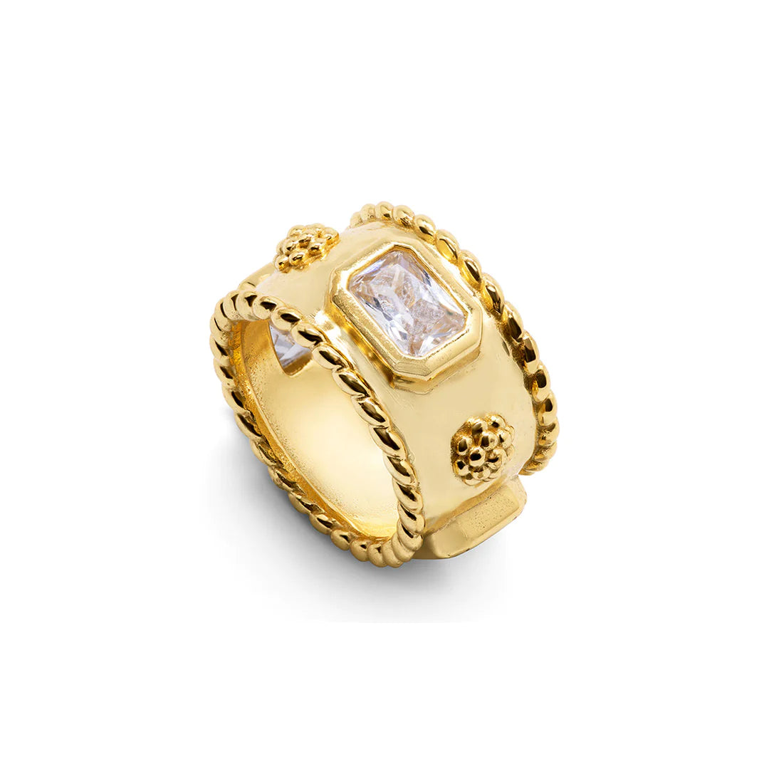 Berry Hammered Band - Gold/Cubic Zirconia