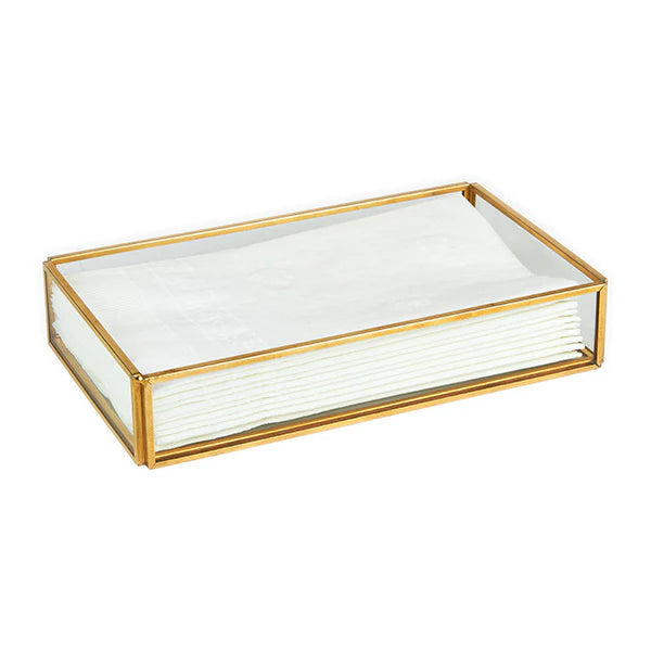 Napkin Tray - Glass with Brass Accent